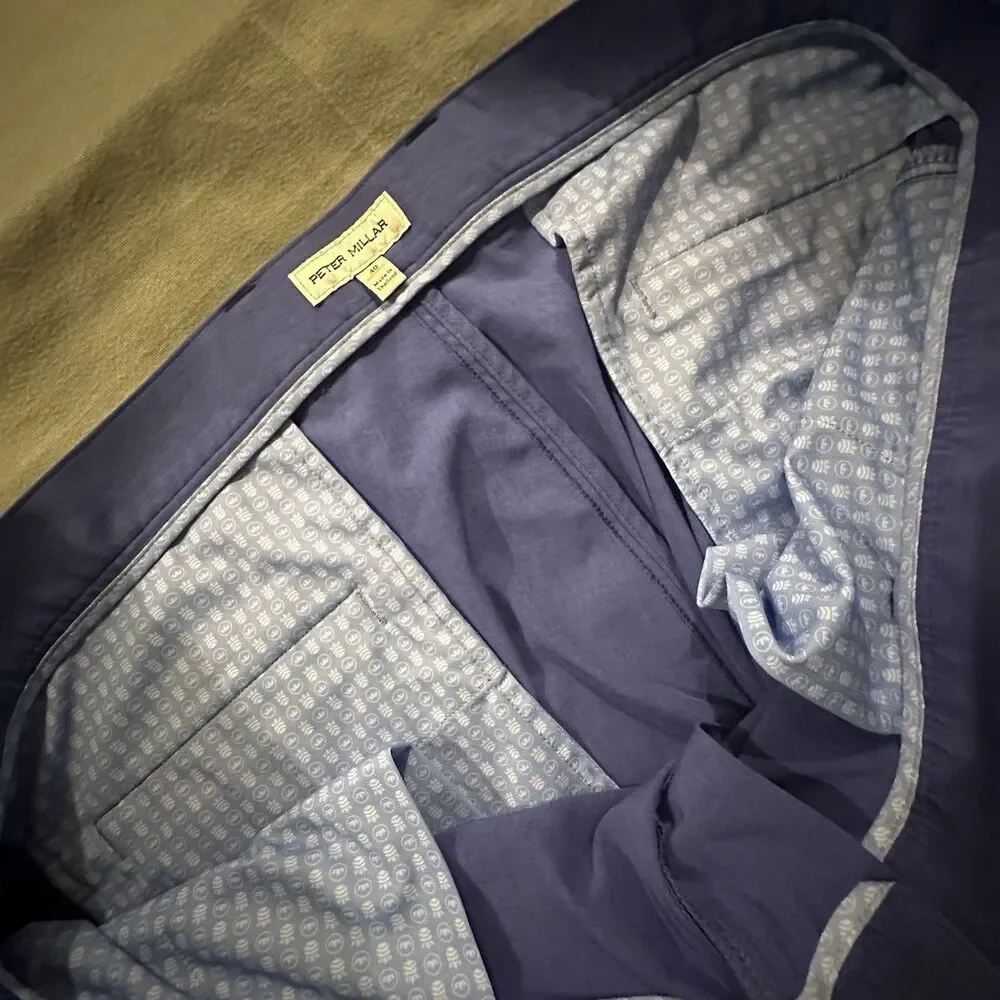 Peter Millar Chino Shorts Mens 40 Blue Wicking Casual Stretch Crown Golf Hiking